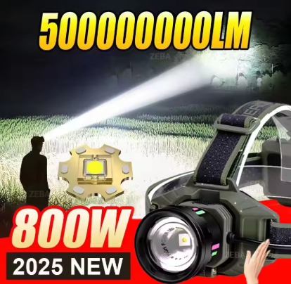 5000000流明超强LED头灯感应头灯手电筒高功率头灯18650可充电头灯钓鱼露营